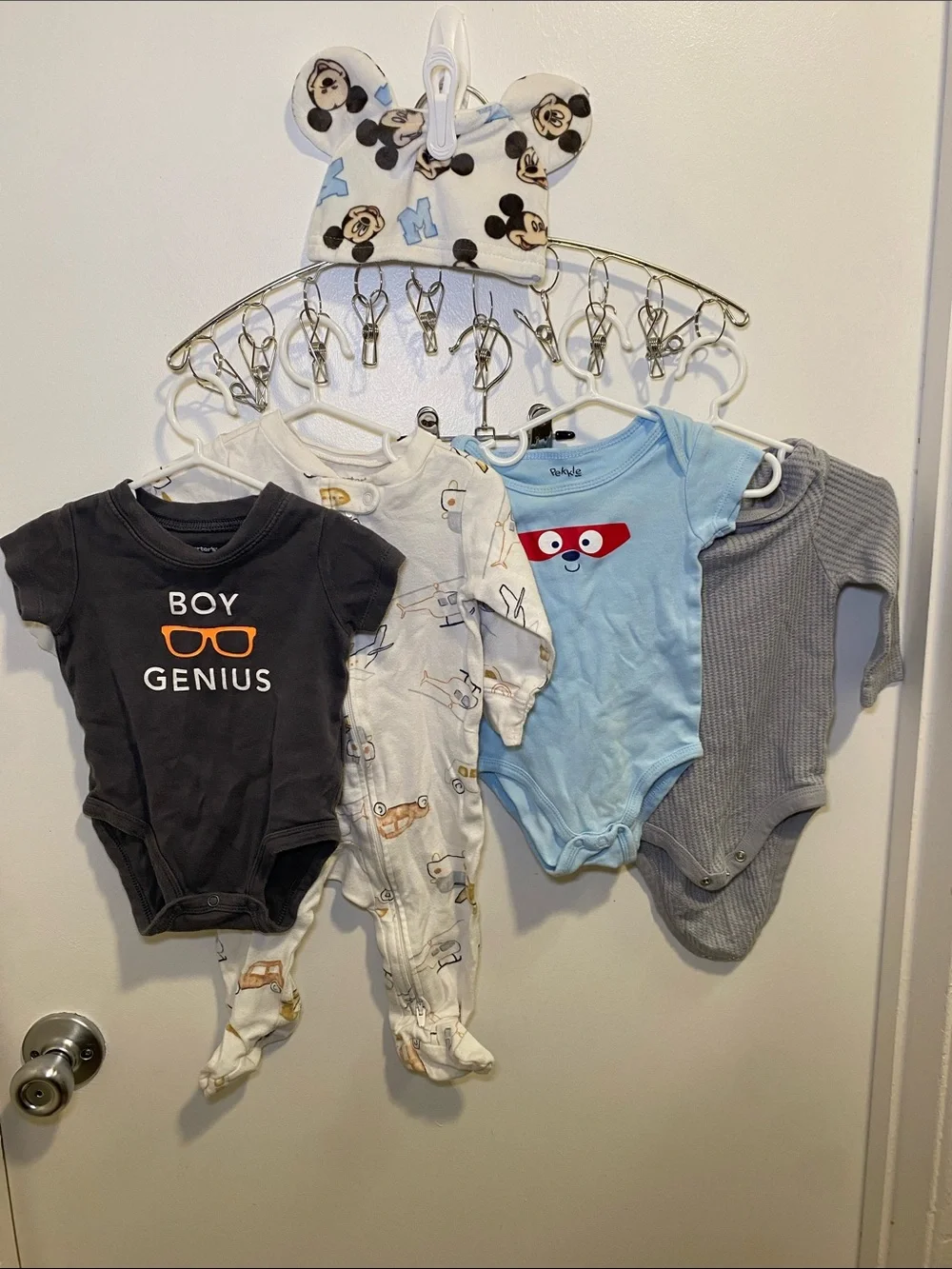 Carter's,  Baby One-Piece Set in Gray, Light Blue, White, Black and Sleeper.